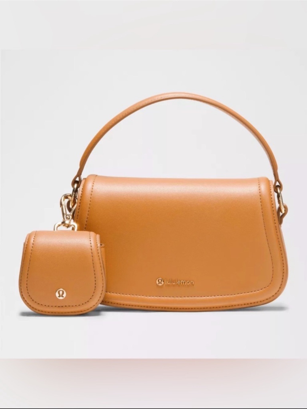 Lululemon Cactus Leather Mini Bag Chestnut Brown Gold NWT